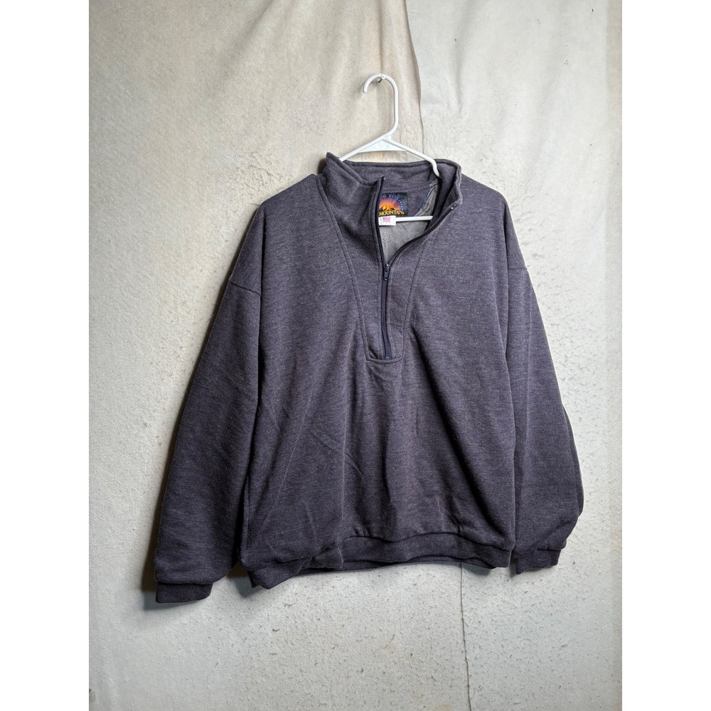 Sun Mountain Mens Large Purple Quarter Zip Pullover Wool Blend Made in USA 9146